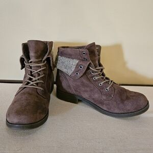 Arizona Jean Co Brown Suede Lace-Up Ankle Boots Size 7